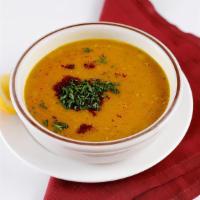 Lentil Soup · Yellow lentils cooked with Mediterranean spices.