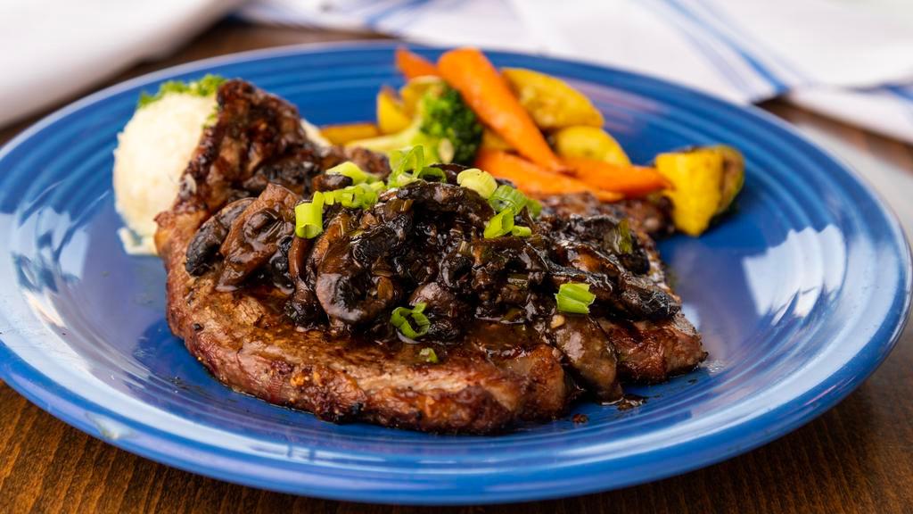 Tasso’s Special Steak · 10 oz. USDA choice Tri-tip, deliciously seasoned with Tasso’s marinade, grilled to perfection and topped with sautéed fresh mushrooms.