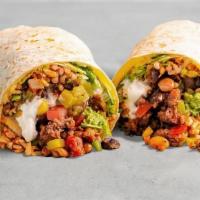 The Loaded Burrito  · Seasoned Impossible ™ taco meat with brown rice, chili beans, 2x pepper jack cheese, 2x guac...