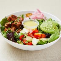 Keto Beyond Salad (V) · Mixed green salad (arugula, spinach, lettuce) served with seasoned Beyond (plant-based) meat...