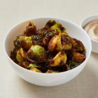 Crispy Brussels Sprouts · Deep fried brussels sprouts served with balsamic aioli. Gluten-free. Vegan (no aioli).