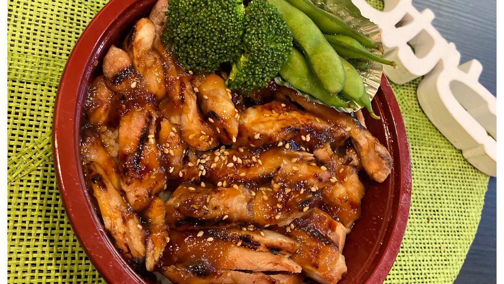 Chicken Teriyaki Bowl · Grilled chicken over  rice with house sauce