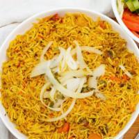 Vegetable Biryani · Basmati rice cooked with vegetables.