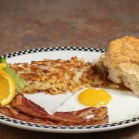 1 Egg Breakfast · Served with your choice of 2 slices of bacon OR 2 sausage links OR ham steak.