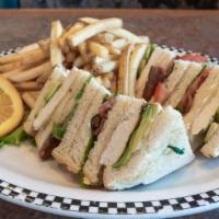 Chicken Avocado Club · This triple-stack includes marinated grilled chicken breast, avocado, bacon, lettuce, tomato...