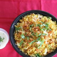 Veg Dum Biryani · Fresh Vegetables marinated and cooked with Spices , Basmati rice .It will be  served with Ra...
