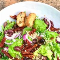 Salade De Pays  · Balsamic, sun-dried tomatoes, parmesan, olives, croutons, sunflower seeds, red onion, fluer ...