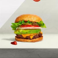 Another Avo Burger · American beef patty topped with avocado, melted cheese, lettuce, tomato, onion, and pickles....