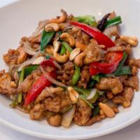 Roasted Cashew Nut · Lightly battered your choice of chicken or prawns,  sautéed with roasted cashew nuts, roaste...