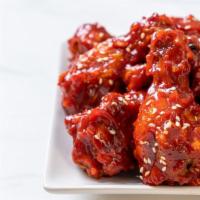 Thai BBQ wings · Battered fried chicken wings, then flavored with Thai BBQ sauce.