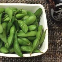 Edamame · Steamed soybean with a sprinkle of salt.