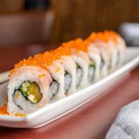 Hello Kitty Roll (8 Pieces) · Mango, cucumber inside and white tuna outside with tobiko.