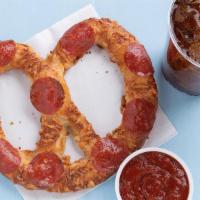 Pepperoni Pretzel Bundle · A Pepperoni Pretzel paired with any dip, and and a medium soft drink.