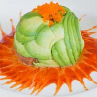 Fire Ball Roll (1 pc) · Spicy tuna or spicy salmon wrapped in avocado with corn tortilla chips
