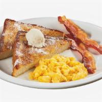 Simple French Toast Breakfast Combo · Two scrambled eggs, two slices of French toast, syrup, and your choice of breakfast side.