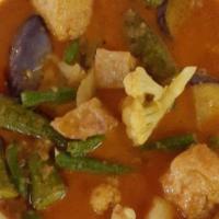 Red Curry Vegetables · Mixed vegetables in malay red curry sauce