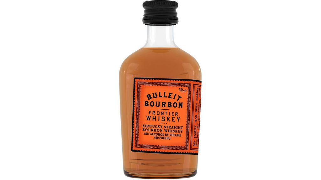 Bulleit Bourbon (50 ml) · Bulleit Bourbon is inspired by the whiskey pioneered by Augustus Bulleit over 150 years ago. Only ingredients of the very highest quality are used. The subtlety and complexity of Bulleit Bourbon come from its unique blend of rye, corn, and barley malt, along with special strains of yeast and pure Kentucky limestone filtered water. Due to its especially high rye content, Bulleit Bourbon has a bold, spicy character with a finish that's distinctively clean and smooth. Medium amber in color, with gentle spiciness and sweet oak aromas. Mid-palate is smooth with tones of maple, oak, and nutmeg. Finish is long, dry, and satiny with a light toffee flavor.