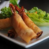 K10 TOM CUON CHIEN DON| CRISPY SHRIMP ROLLS · fried tail-on shrimp and green onion rolled in wonton skin (4)