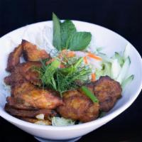 B4 BUN CHA CA THANG LONG | TURMERIC FISH · originated in Hanoi: flame grilled turmeric marinated fish, topped with sautéed green onion ...