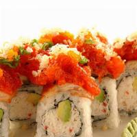 House Special Roll · Out: unagi, spicy tuna, unagi sauce, crunch, masago, & G.O. In: crab & avocado.