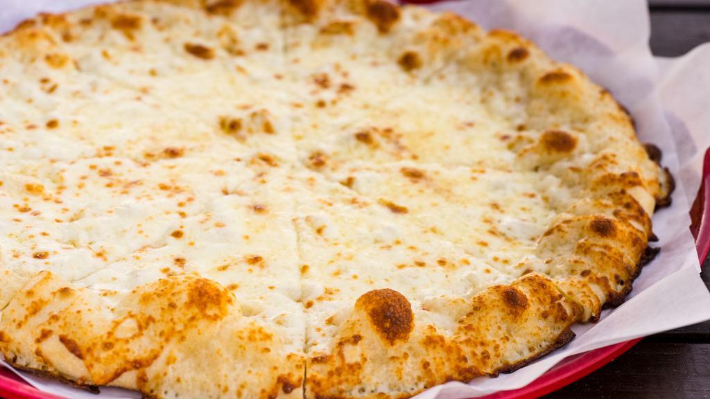 Cheese Pizza · Plain cheese pizza, no tomato sauce.