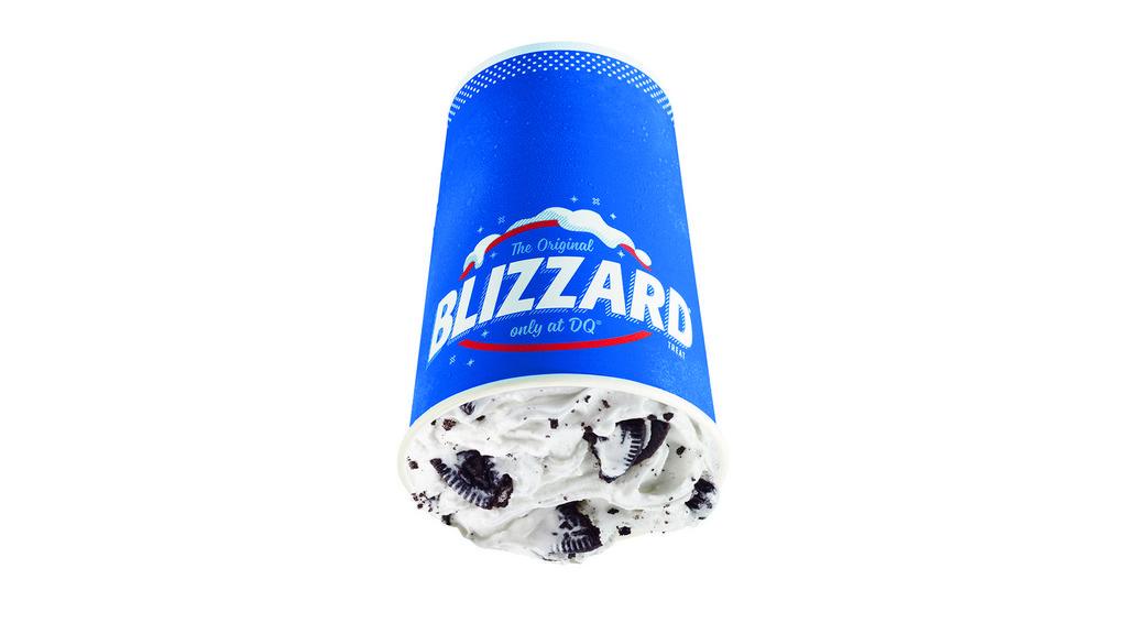 Oreo® Cookie Jar Blizzard® Treat · OREO® cookie pieces, chocolate chip cookie dough, and fudge blended with creamy DQ® vanilla soft serve blended to Blizzard® perfection.