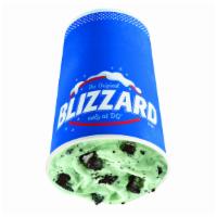Mint Oreo Blizzard® Treat · Oreo cookie pieces and cool mint blended with our world famous soft serve to Blizzard® perfe...