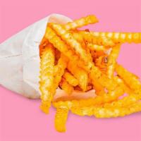 Crinkle Fries · Crinkle fries unseasoned or seasoned with spicy red pepper, garlic, paprika, sugar, and a hi...
