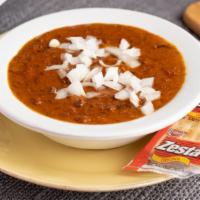 Bowl of Chili · A rich and meaty chili served with crackers.