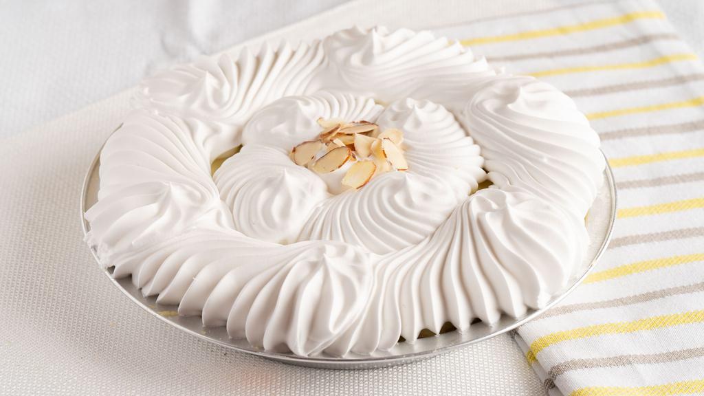 Banana Crème (Whole) · Fresh hand cut bananas in cream inside a flakey pie crust. Topped with whipped topping.