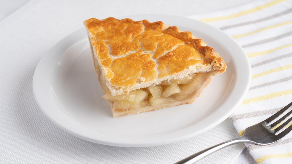 Apple (Slice) · Double crusted pie filled with granny smith apples.