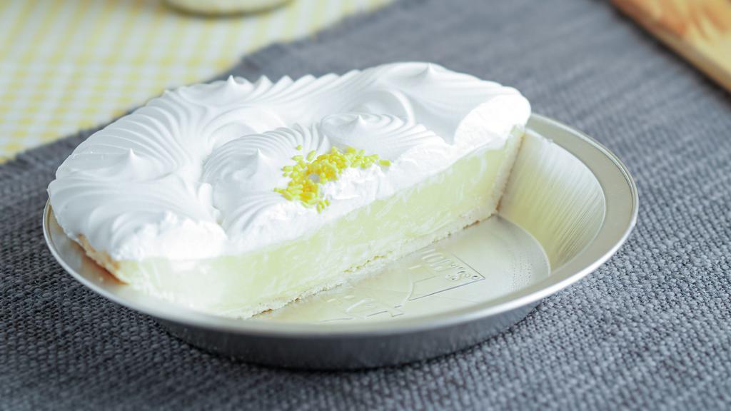 Lemon Cream (Half) · A tart lemon filling inside a flakey pie crust. Topped with whipped topping.