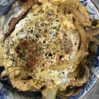 Oyako-Don · Chicken, onion, mushroom, egg.
