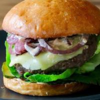 Marin Sun Farms Cheese Burger. · Marin Sun Farms ground beef, lettuce, caramelized onions, house pickles, Grazier’s sharp whi...