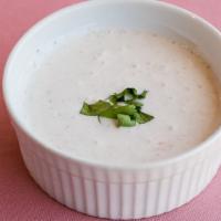 Raita · Gluten-free. Organic homemade yogurt with fine chopped cucumber, tomatoes, potatoes, cilantr...