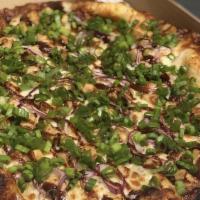 BBQ Chicken Pizza · Chicken, BBQ sauce and onions optional.