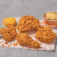 4 Piece Combo · Choose mild or spicy chicken. Four pieces chicken, regular side, biscuit, small drink.