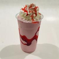 Fresh Strawberry Milkshake · Fresh ripen strawberry blend with Vanilla ice cream and milk.