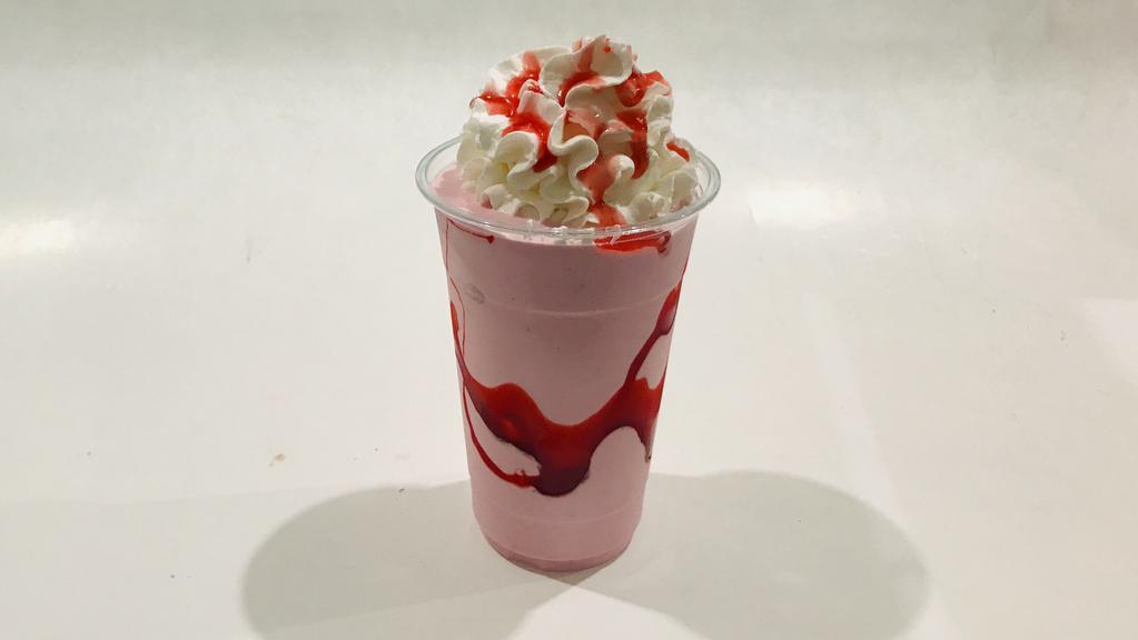 Fresh Strawberry Milkshake · Fresh ripen strawberry blend with Vanilla ice cream and milk.