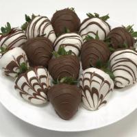 Black & White Strawberry · 12 , Nicely decorated Chocolate and White chocolate dipped  strawberry.