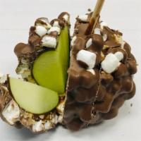 Rocky Road Caramel apple · largest caramel apple. Caramel apple rolled with Marshmallows and walnuts, dipped in chocola...