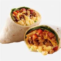 Juan-A-Roast Pork Breakfast Burrito · Two scrambled eggs, roast pork, breakfast potatoes, and melted cheese wrapped in a flour tor...