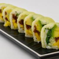 Super Veggie Roll · Squash, avocado, cucumber, asparagus, lettuce and mango wrapped in soy paper.