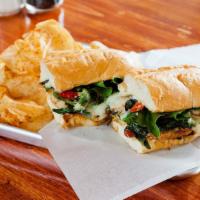 Thai Basil Chicken · Grill chicken, basil, garlic, red chili and provolone. Spicy.