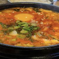 48. Haemul Tofu Chige · Spicy soft  tofu soup with seafood