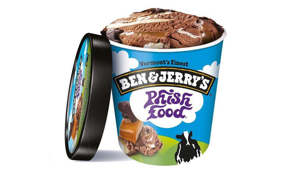 Ben & Jerry'S Phish Food · Chocolate ice cream with gooey marshmallow swirls, caramel swirls, and fudge fish. 16 oz.