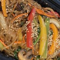 Japchae · Authentic Korean glass noodles with onions, green onions, mushrooms, and carrots. Made with ...