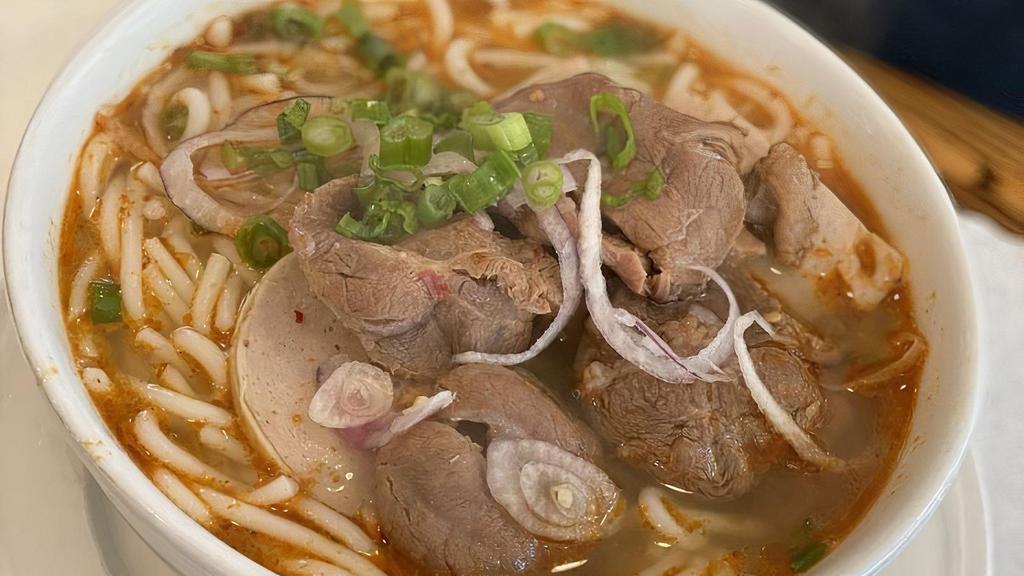Spicy Beef Noodle Soup Bun Bo Hue · 