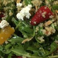 Spring Salad · Spinach, frisee, nectarines, quinoa, beets, ricotta cheese, almonds