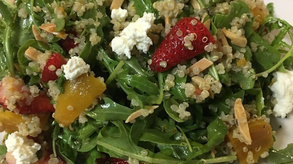 Spring Salad · Spinach, frisee, nectarines, quinoa, beets, ricotta cheese, almonds